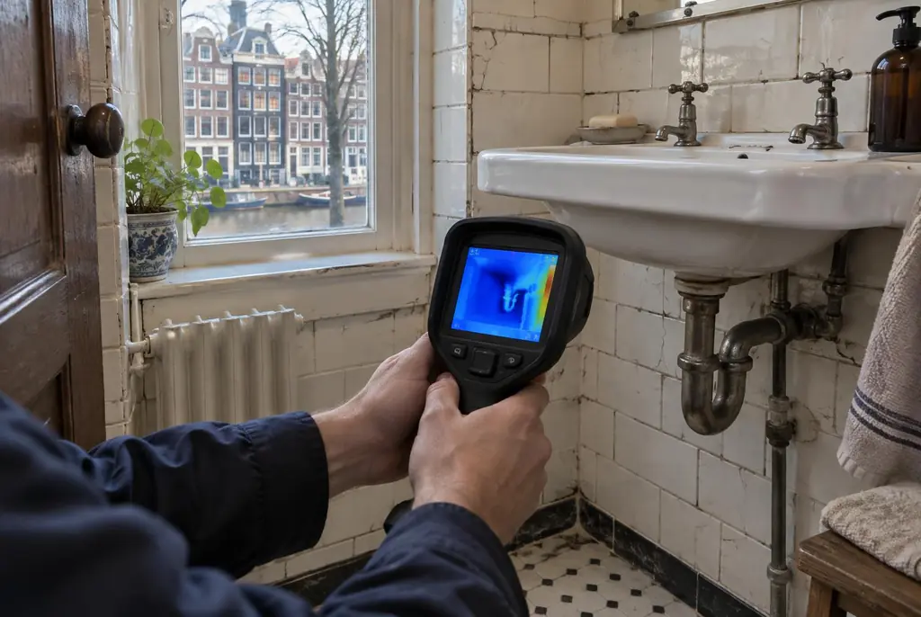 Lekdetectie Berkel en Rodenrijs – badkamer met oude leidingen achter de tegels